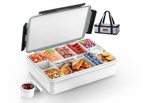 Portable Snackle Box with Ice Pack & Insulated Bag – Divided Snack Container