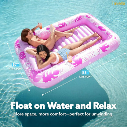 4-in-1 Inflatable Tanning Pool Float – Extra Large Sunbathing Lounge