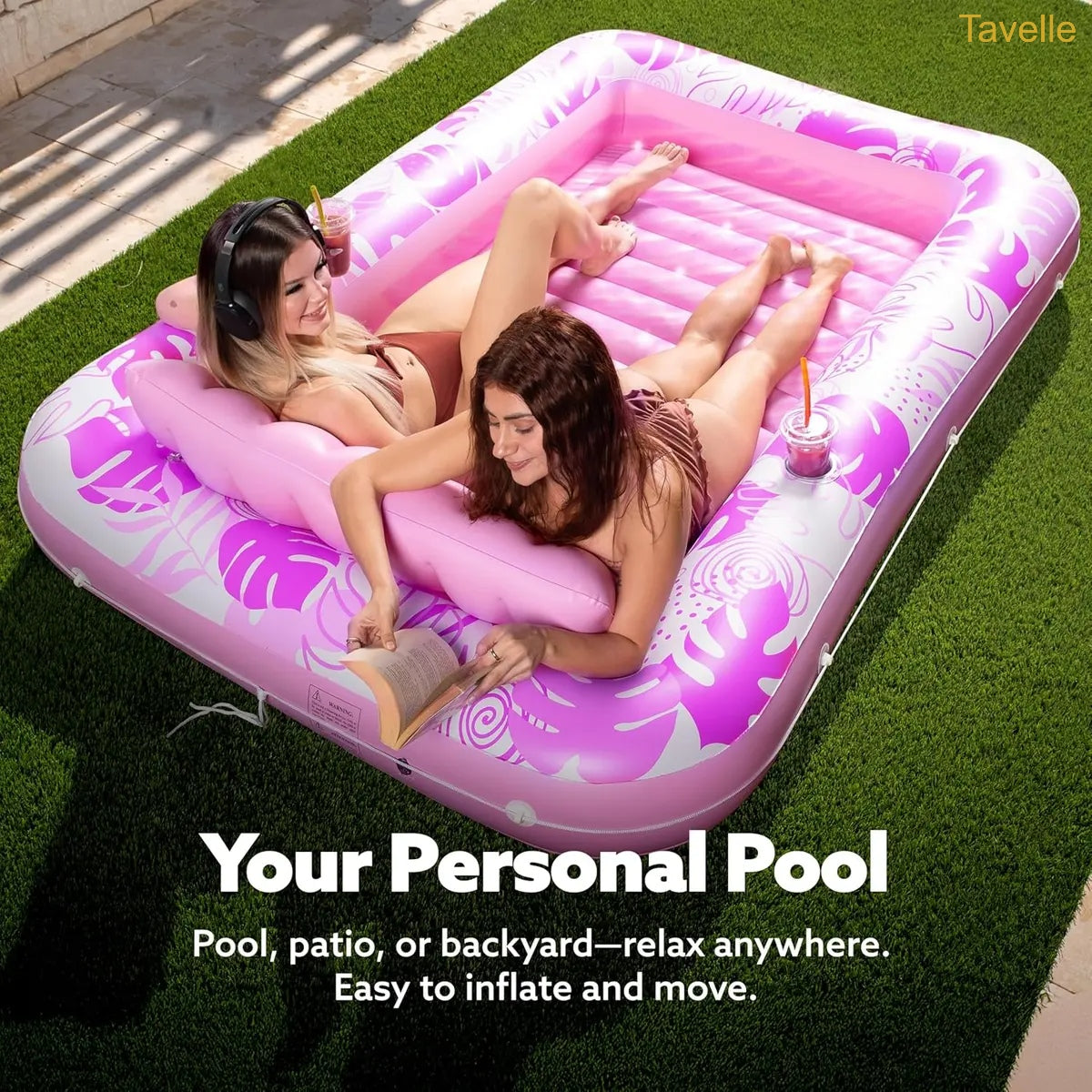 4-in-1 Inflatable Tanning Pool Float – Extra Large Sunbathing Lounge