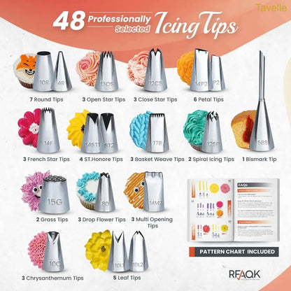 250-Piece Cake Decorating Kit with Metal Turntable & Piping Tips