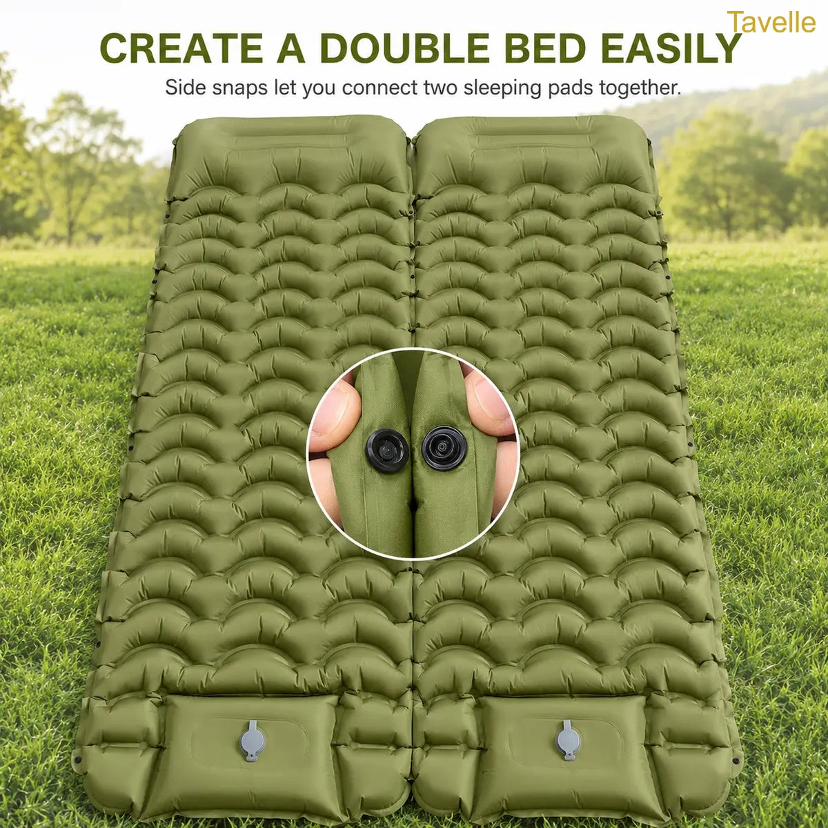Extra Thick 5" Inflatable Camping Sleeping Pad with Built-in Pillow & Pump