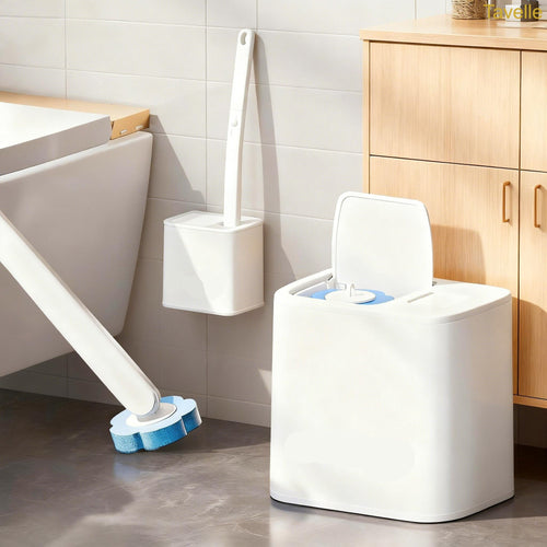 Disposable Toilet Brush Set with 24 Refills – Wall-Mounted Bathroom Cleaning System