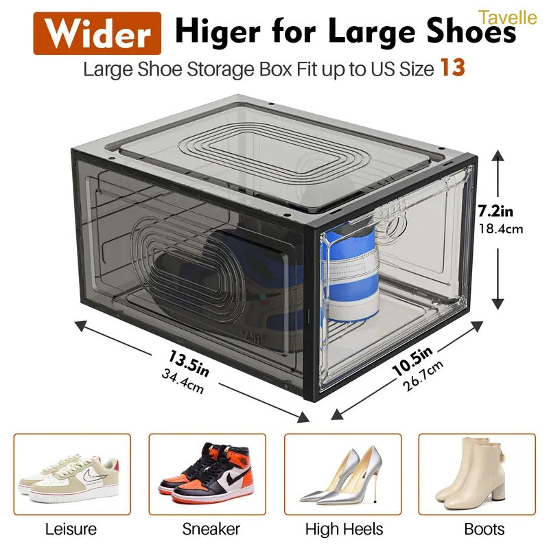 24-Pack Stackable Shoe Storage Boxes – Clear Front Sneaker Organizer