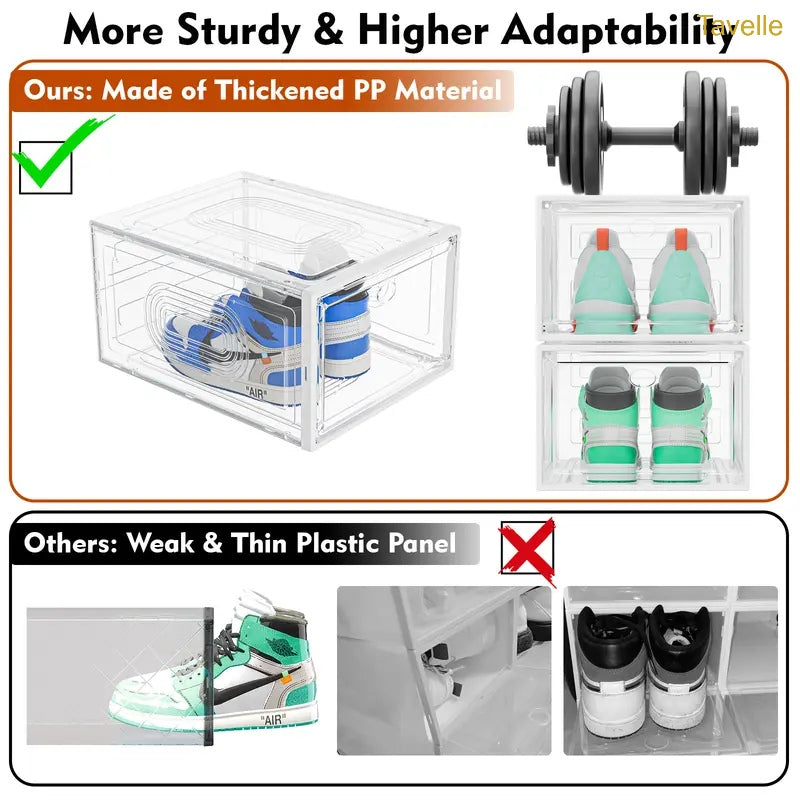 24-Pack Stackable Shoe Storage Boxes – Clear Front Sneaker Organizer
