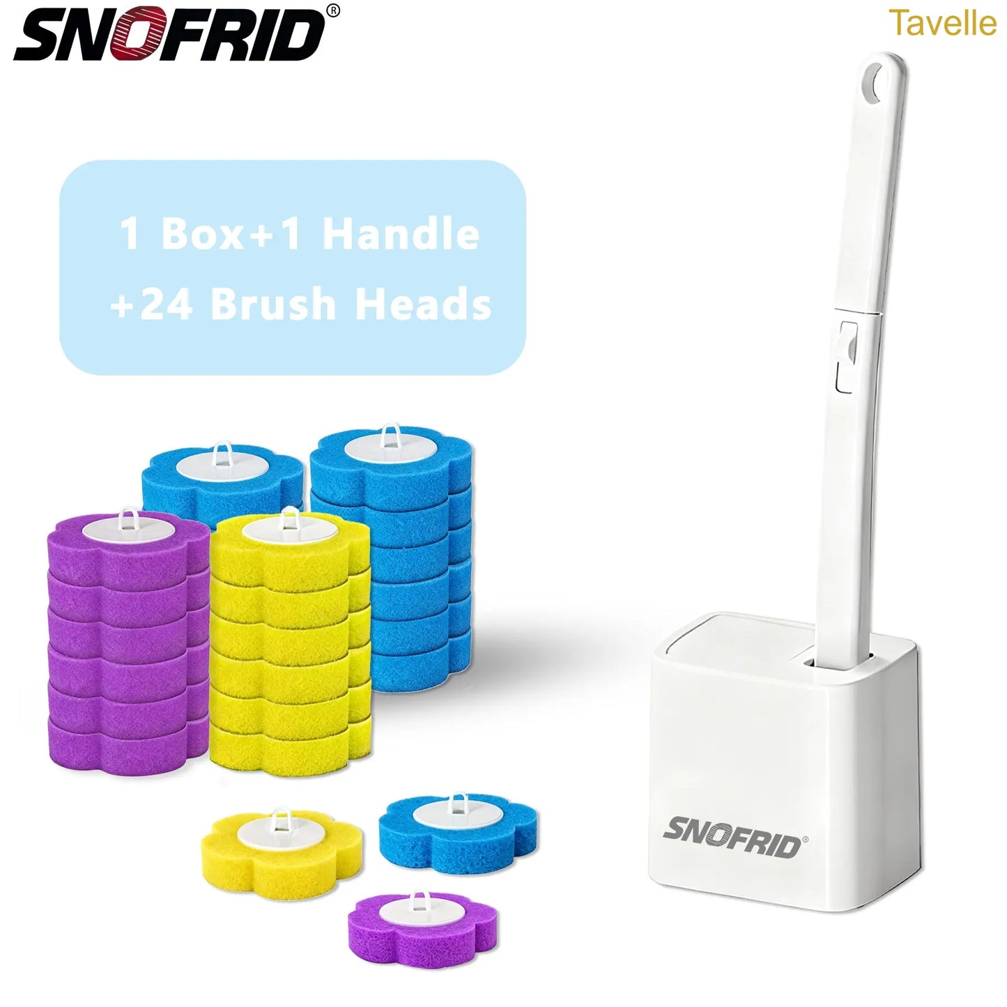 Disposable Toilet Brush Set with 24 Refills – Wall-Mounted Bathroom Cleaning System
