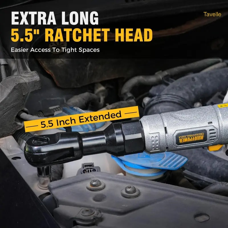 3/8" Cordless Electric Ratchet Wrench Set – 12V 60FT-LBS with 2 Batteries & Sockets
