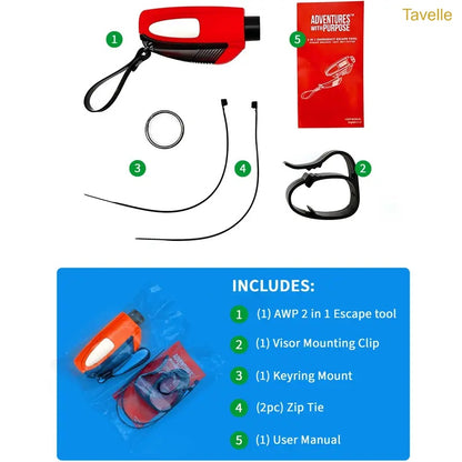 2-in-1 Car Emergency Window Breaker & Seatbelt Cutter Tool