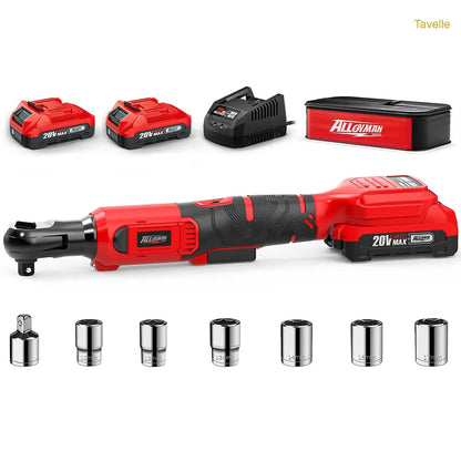 3/8" Cordless Electric Ratchet Wrench Set – 12V 60FT-LBS with 2 Batteries & Sockets