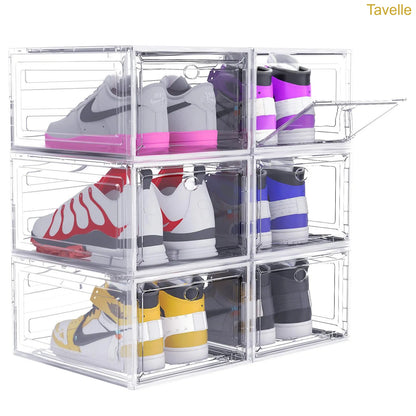 24-Pack Stackable Shoe Storage Boxes – Clear Front Sneaker Organizer